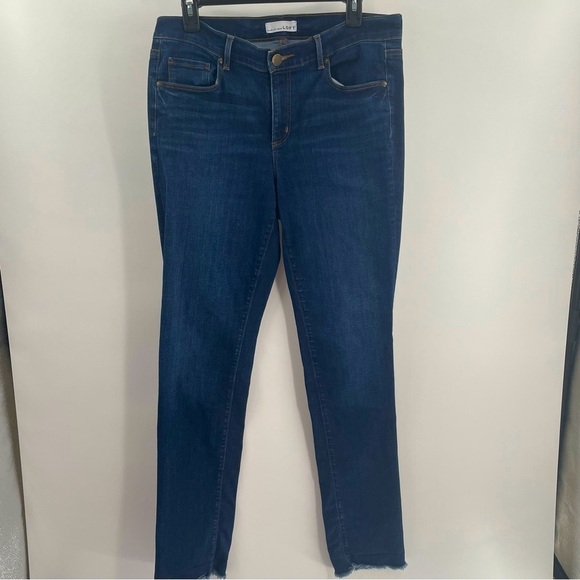 Loft Modern Straight Tall Pocket Fringe Ankle Mid Rise Medium Wash Stretch Jeans - Picture 1 of 12